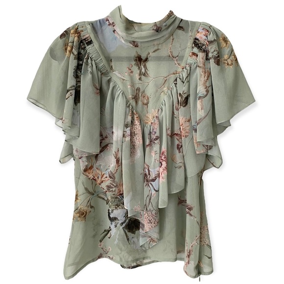 PREEN BY THORNTON BREGAZZI Original Print Ruffle Floral Blouse EUC Size - M - Picture 6 of 16